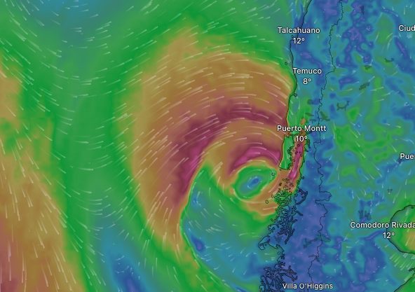 Puerto Montt se prepara para intensas lluvias y ráfagas de viento cercanas a 90 km/h este jueves