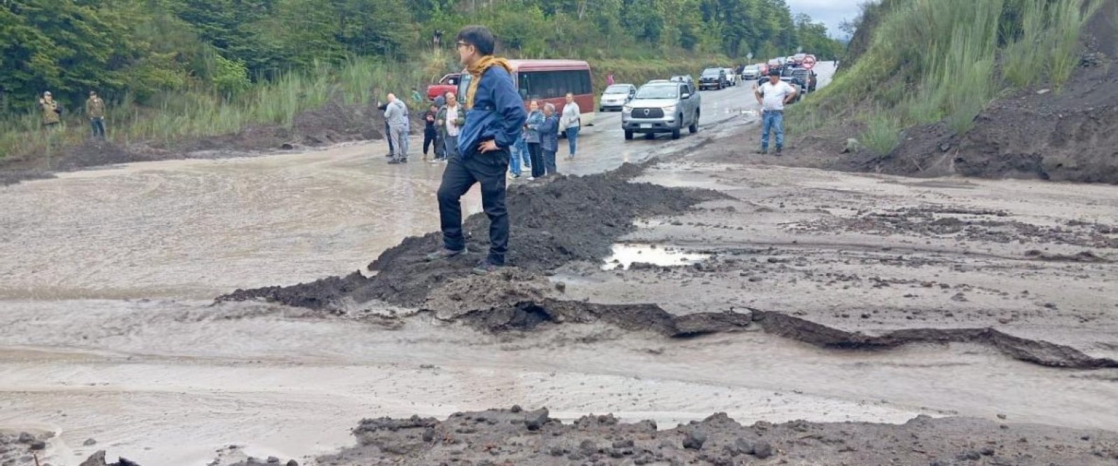 Precaución en Ruta CH-225: Suspenden tránsito en sector Los Patos por deslizamiento de material en Puerto Varas